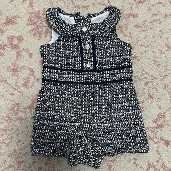 Janie and Jack formal black and white baby romper - Picture 1 of 2